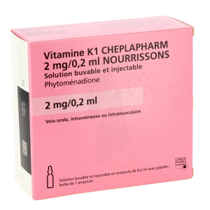 Vitamine K1 Cheplapharm 2 Mg/0,2 Ml S Inj/buv 1amp/0,2ml