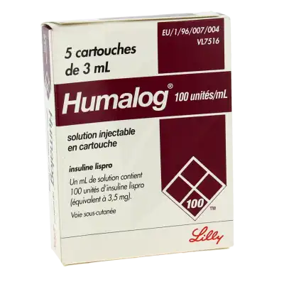 HUMALOG 100 UI/ml, solution injectable en cartouche