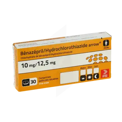 Benazepril/hydrochlorothiazide Arrow 10 Mg/12,5 Mg, Comprimé Pelliculé Sécable à Abbeville