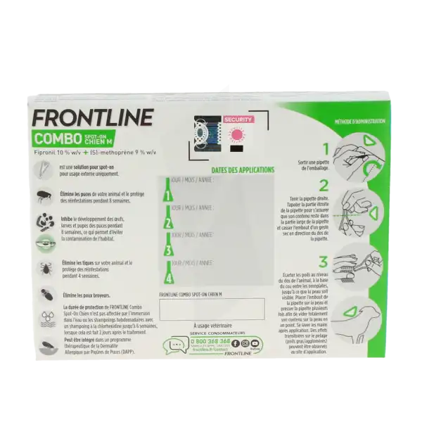 Frontline Combo 134,00 Mg / 120,60 Mg Solution Pour Spot-on Pour Chien M, Solution Pour Spot-on