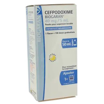 CEFPODOXIME BIOGARAN ENFANTS ET NOURRISSONS 40 mg/5 ml, poudre pour suspension buvable