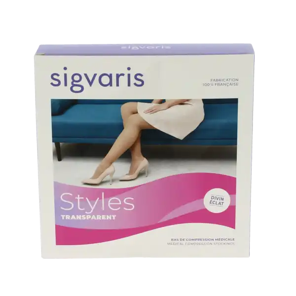 Sigvaris Styles Transparent Bas Auto-fixants  Femme Classe 2 Beige 120 Small Normal