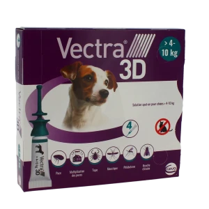 Vectra 3d Solution Spot-on Pour Chiens De 4-10 Kg, Solution Pour Spot-on