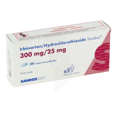Irbesartan/hydrochlorothiazide Sandoz 300 Mg/25 Mg, Comprimé Pelliculé à Bordeaux