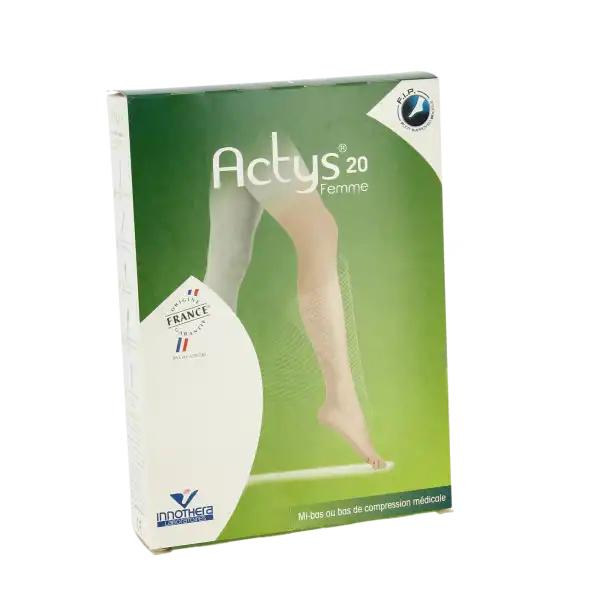 Actys® 20 Femme Classe Ii Mi-bas Beige Taille 4 Normal Pied Ouvert