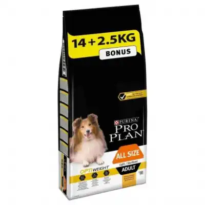 Pro Plan - Croquettes OPTIWEIGHT All Size Light Sterilised Poulet pour Chien - 14Kg + 2,5Kg Gratuits