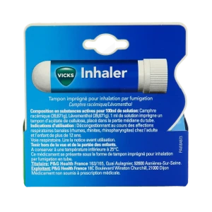 Vicks Inhaler, Tampon Imprégné Pour Inhalation Par Fumigation