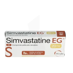 Simvastatine Eg 20 Mg, Comprimé Pelliculé Sécable