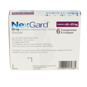 Nexgard 68 Mg Comprime A Croquer Pour Chiens 10 - 25 Kg, Comprimé à Croquer