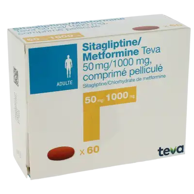 Sitagliptine/metformine Teva 50 Mg/1000 Mg, Comprimé Pelliculé à Paris
