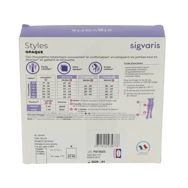 Sigvaris Styles Opaque Chaussettes  Femme Classe 2 Noir Large Normal