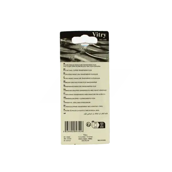 Vitry Coupe-ongles Manucure Inox Transparent Couleur