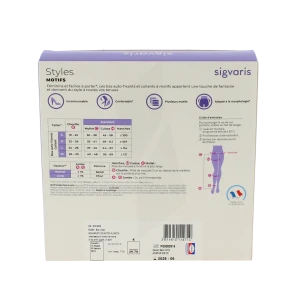 Sigvaris Styles Motifs Plumetis Bas Auto-fixants Classe 2 Femme Noir Normal S