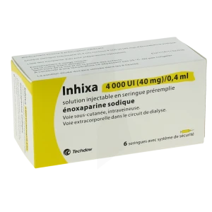 Inhixa 4 000 Ui (40 Mg) Dans 0,4 Ml, Solution Injectable En Seringue Préremplie