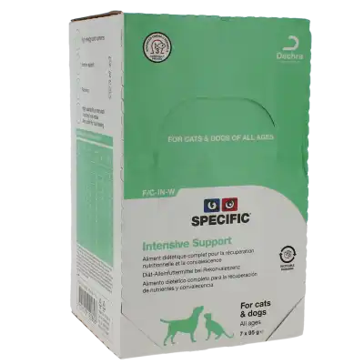 Dechra Specific Intensive Support Aliment diététique complet pour la récupération nutritionnelle et la convalescence Chat & Chien 7x95g