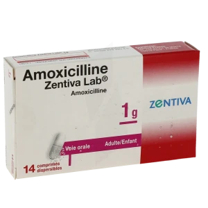 Amoxicilline Zentiva Lab 1 G, Comprimé Dispersible