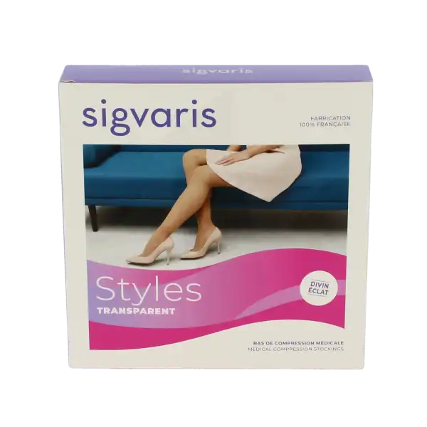 Sigvaris Styles Transparent Bas Auto-fixants Po Femme Classe 2 Beige 120 Small Normal