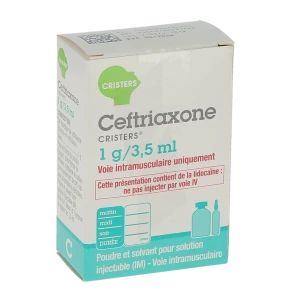 Ceftriaxone Cristers 1 G/3,5 Ml, Poudre Et Solvant Pour Solution Injectable (im)