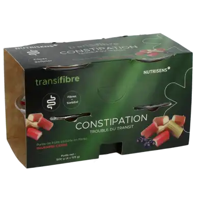 Nutrisens Transfibre Purée de fruit Rhubarbe 4Pots/125g