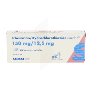 Irbesartan/hydrochlorothiazide Sandoz 150 Mg/12,5 Mg, Comprimé Pelliculé