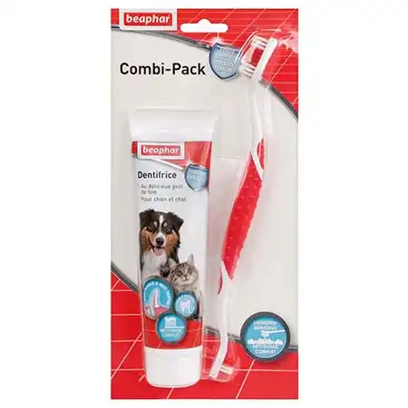 Beaphar Combi-pack Dentifrice Et Brosse à Dents Pour Chiens Et Chats