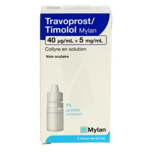 Travoprost/timolol Viatris 40 Microgrammes/ml + 5 Mg/ml, Collyre En Solution