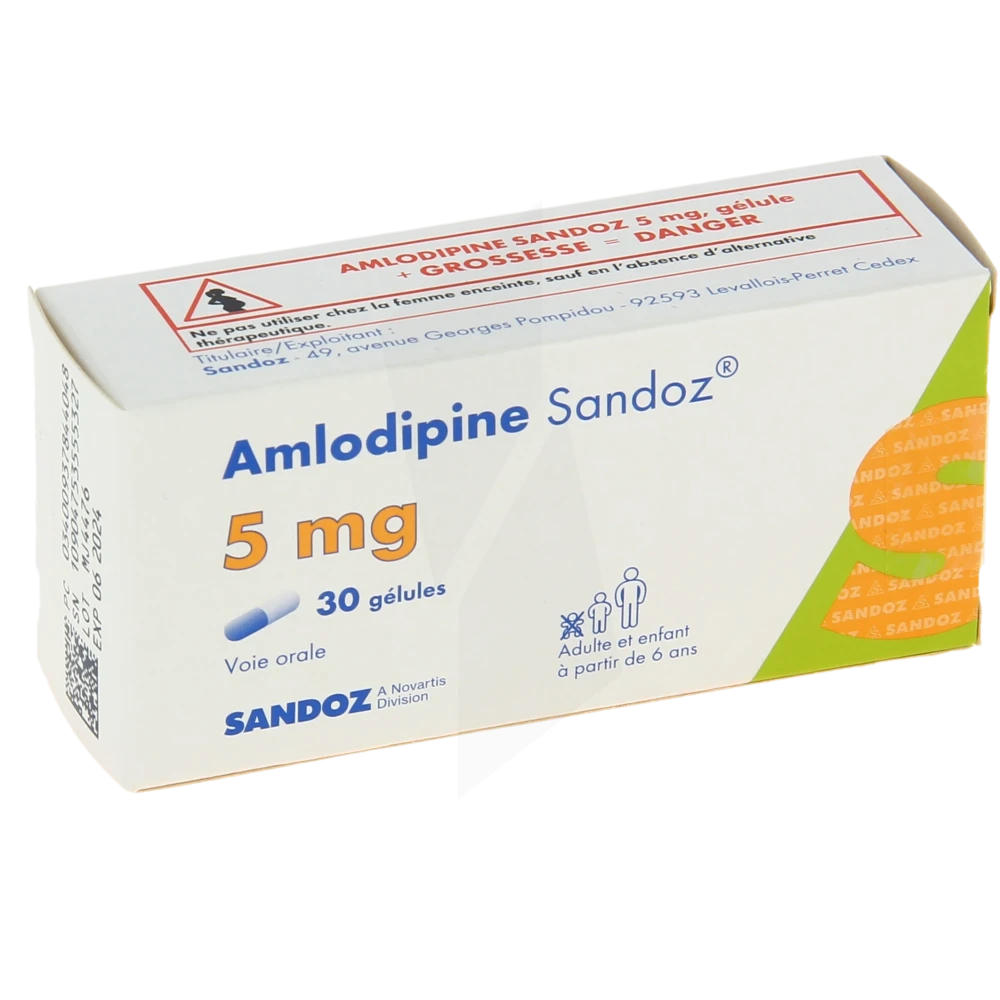 Amlodipine Sandoz 5 Mg, Gélule