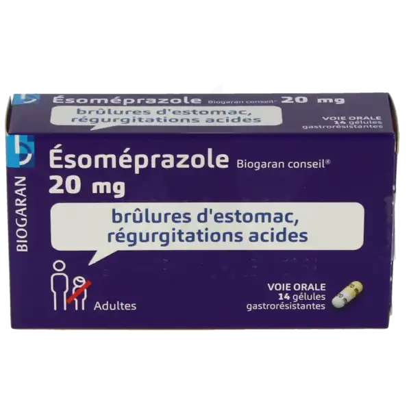 Esomeprazole Biogaran Conseil 20 Mg, Gélule Gastrorésistante