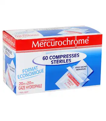 Mercurochrome 60 Compresses Stériles 20cm X 20cm à Le havre