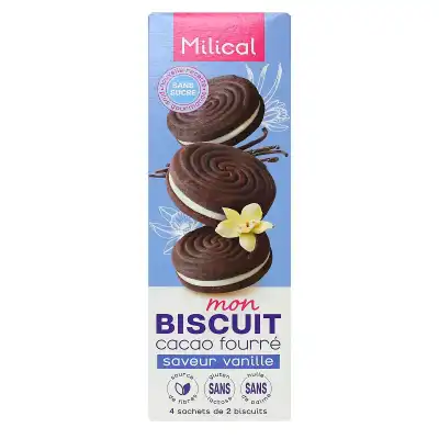 Milical Biscuit Cacao Fourré Vanille 4sach/2 à SAINT-RAPHAËL