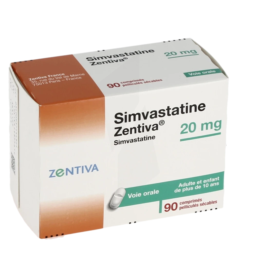 Simvastatine Zentiva 20 Mg, Comprimé Pelliculé Sécable