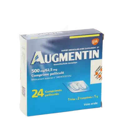 Augmentin 500 Mg/62,5 Mg, Comprimé Pelliculé (rapport Amoxicilline/acide Clavulanique : 8/1) à Nice