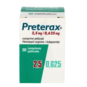 Preterax 2,5 Mg/0,625 Mg, Comprimé Pelliculé