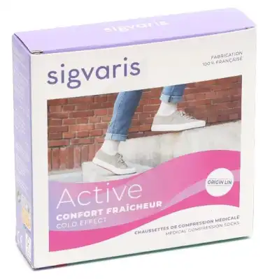 Sigvaris Active Confort Fraîcheur Origin Lin Chaussette Classe 2 Femme Ecru Long Xl à Bordeaux