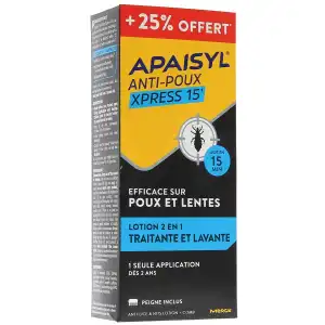 Apaisyl Anti-poux Xpress 15' 250ml _ 25% Offert à Drocourt
