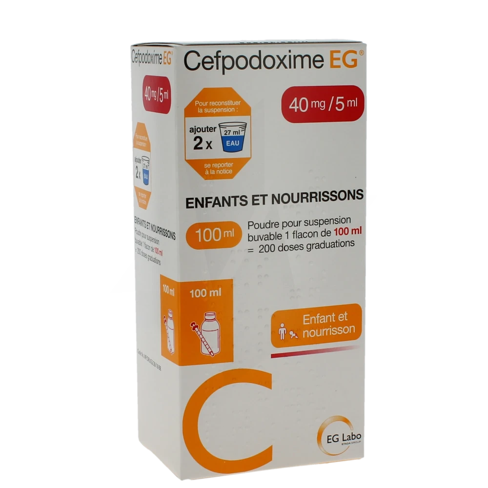 Cefpodoxime Eg Enfants Et Nourrissons 40 Mg/5 Ml, Poudre Pour Suspension Buvable
