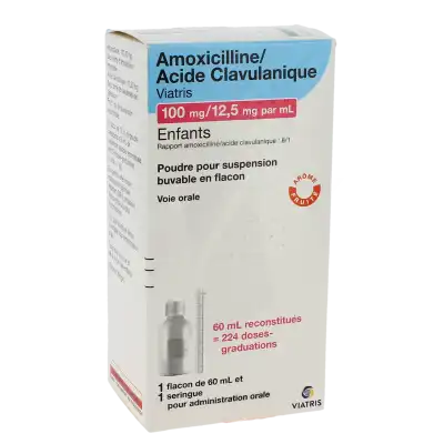 Amoxicilline/acide Clavulanique Viatris 100 Mg/12,5 Mg Par Ml Enfants, Poudre Pour Suspension Buvable En Flacon (rapport Amoxicilline/acide Clavulanique : 8/1) à Paris