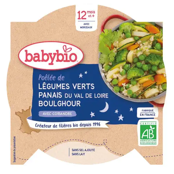 Babybio Assiette Bonne Nuit Légumes Verts Panais Boulghour