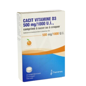 Cacit Vitamine D3 500 Mg/1000 U.i., Comprimé à Sucer Ou à Croquer