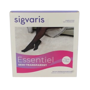 Sigvaris Essentiel Semi-transparent Bas Auto-fixants Po Femme Classe 2 Noir Small Normal