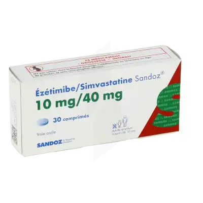 EZETIMIBE/SIMVASTATINE SANDOZ 10 mg/40 mg, comprimé