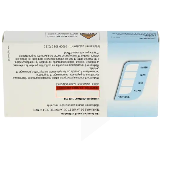 Clozapine Zentiva 100 Mg, Comprimé Sécable