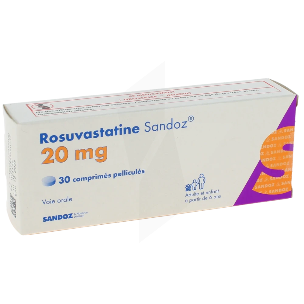 Rosuvastatine Sandoz 20 Mg, Comprimé Pelliculé