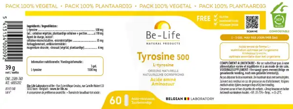 Be-life Tyrosine 500 Gélules B/60