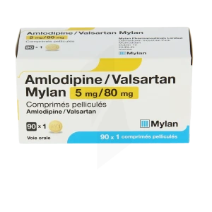 Amlodipine/valsartan Mylan 5 Mg/80 Mg, Comprimé Pelliculé