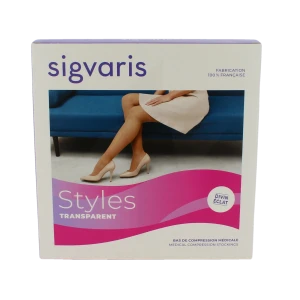 Sigvaris Styles Divin Eclat Transparent Bas Auto-fixants Classe 2 Femme Beige 120 Normal Xs