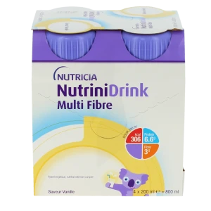 Nutrinidrink Multi Fibre Nutriment Vanille 4bouteilles/200ml