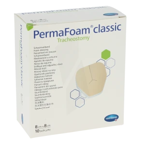 Permafoam Tracheostomy 8x8cm Pansement Hydrocellulaire Non Adhésif En Mousse Polyuréthane B/10