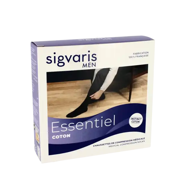 Sigvaris Essentiel Coton Chaussettes  Homme Classe 2 Sable Large Normal