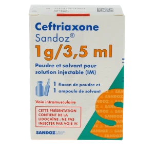 Ceftriaxone Sandoz 1 G/3,5 Ml, Poudre Et Solvant Pour Solution Injectable (im)